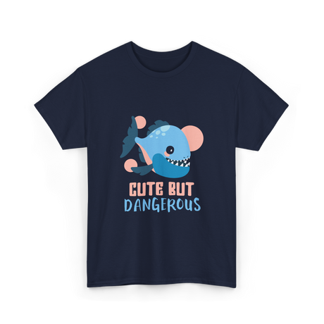 Cute But Dangerous Piranha Fish T-Shirt - Navy