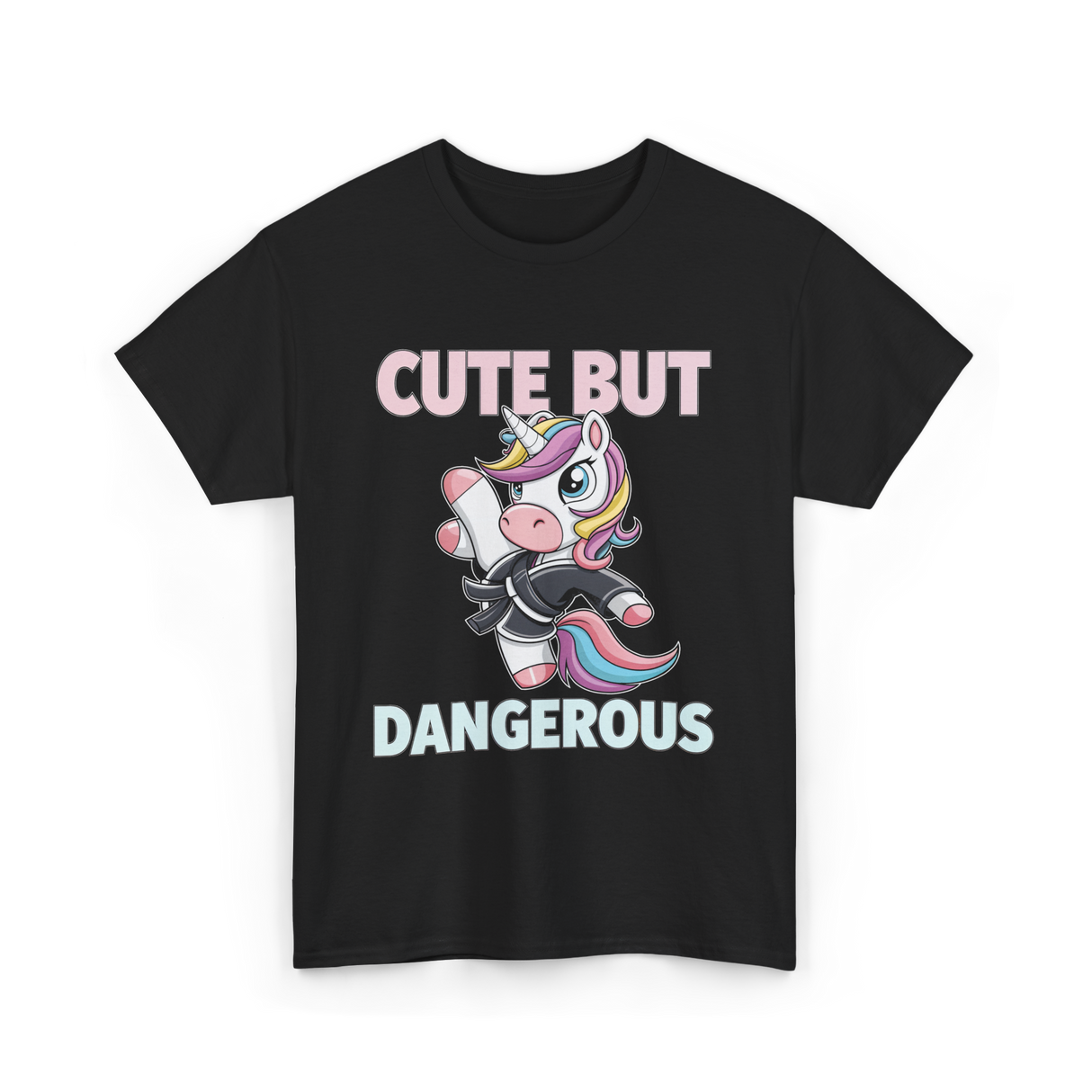 Cute But Dangerous Unicorn Karate T-Shirt - Black