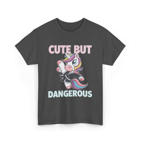 Cute But Dangerous Unicorn Karate T-Shirt - Dark Heather