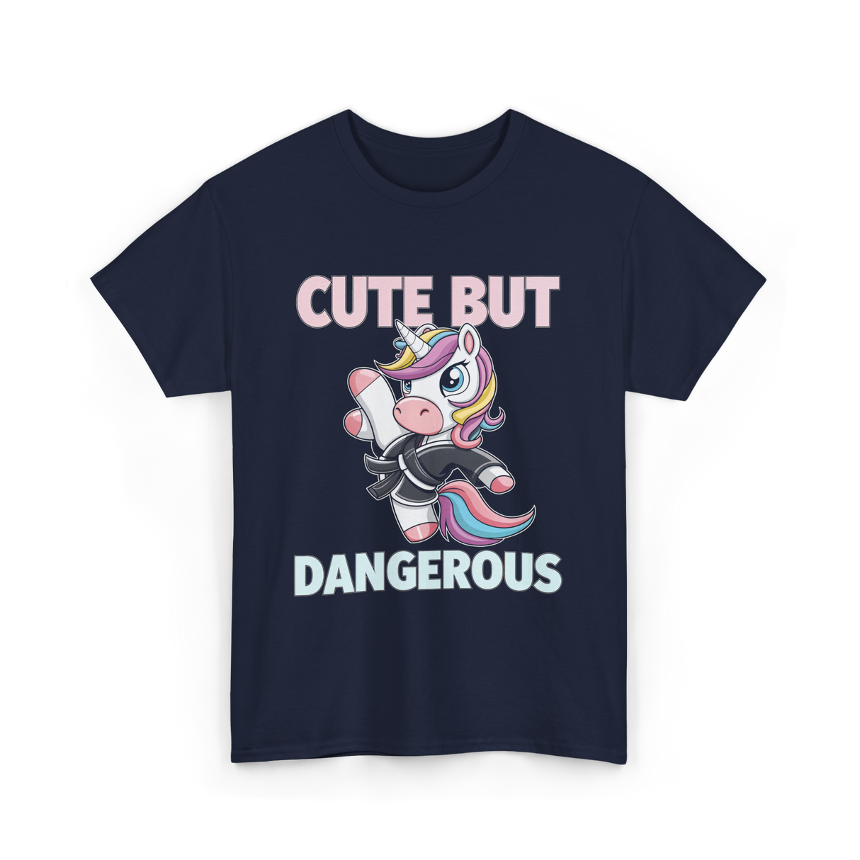 Cute But Dangerous Unicorn Karate T-Shirt - Navy