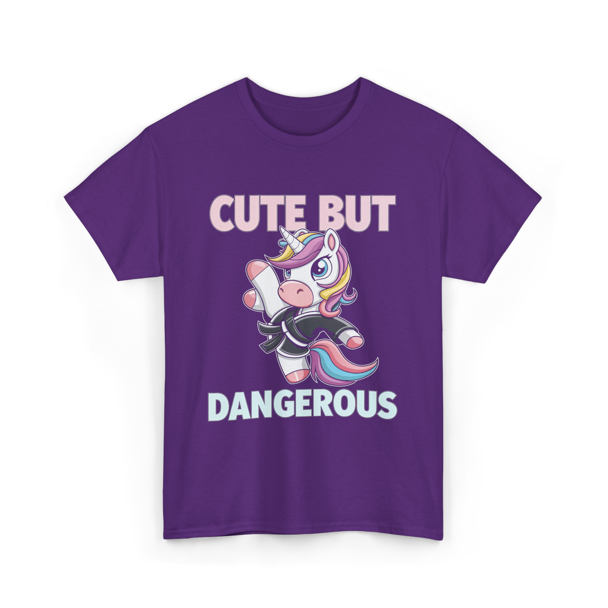 Cute But Dangerous Unicorn Karate T-Shirt - Purple