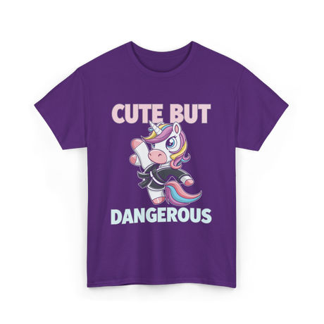 Cute But Dangerous Unicorn Karate T-Shirt - Purple