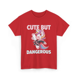 Cute But Dangerous Unicorn Karate T-Shirt - Red