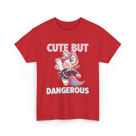 Cute But Dangerous Unicorn Karate T-Shirt - Red