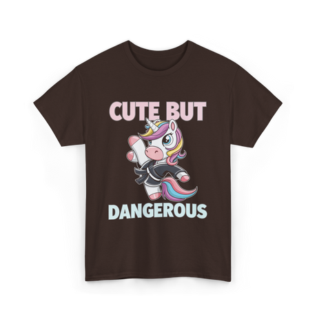 Cute But Dangerous Unicorn Karate T-Shirt - Dark Chocolate