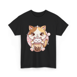 Cute Cat Bubble Tea Cat Kawaii T-Shirt - Black