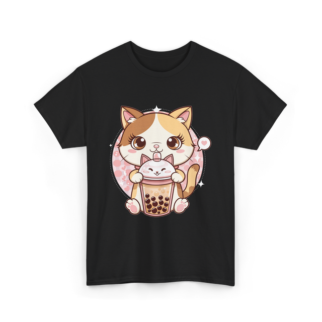 Cute Cat Bubble Tea Cat Kawaii T-Shirt - Black