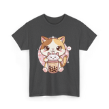 Cute Cat Bubble Tea Cat Kawaii T-Shirt - Dark Heather