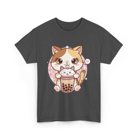 Cute Cat Bubble Tea Cat Kawaii T-Shirt - Dark Heather