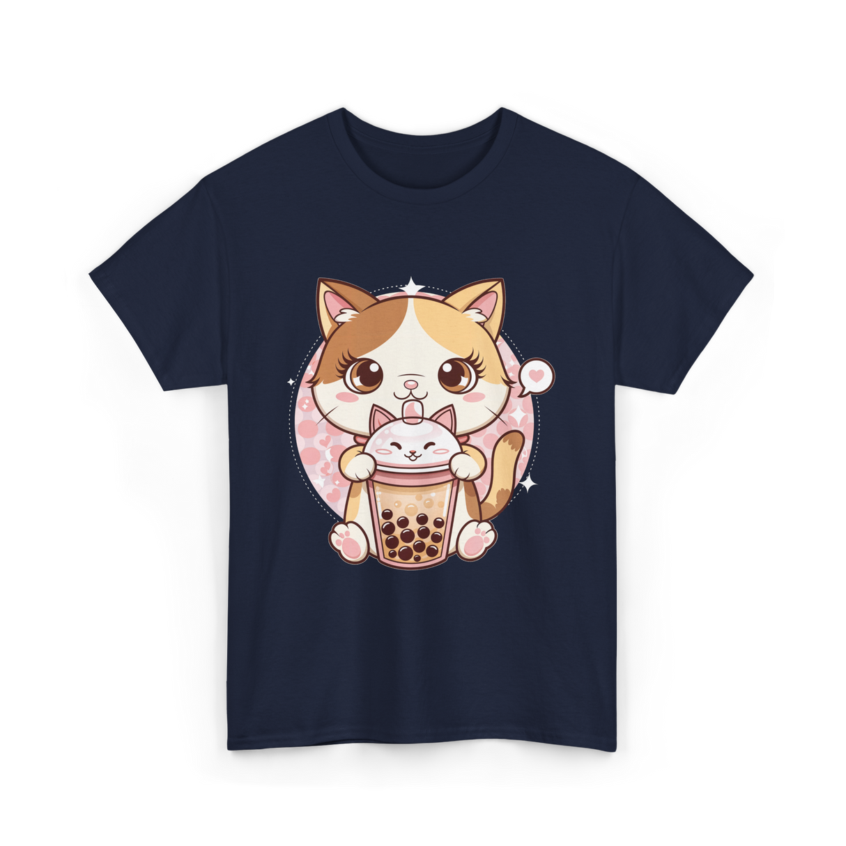 Cute Cat Bubble Tea Cat Kawaii T-Shirt - Navy