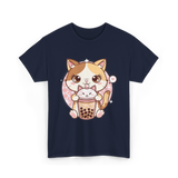 Cute Cat Bubble Tea Cat Kawaii T-Shirt - Navy