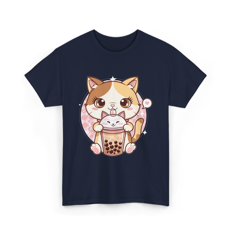 Cute Cat Bubble Tea Cat Kawaii T-Shirt - Navy