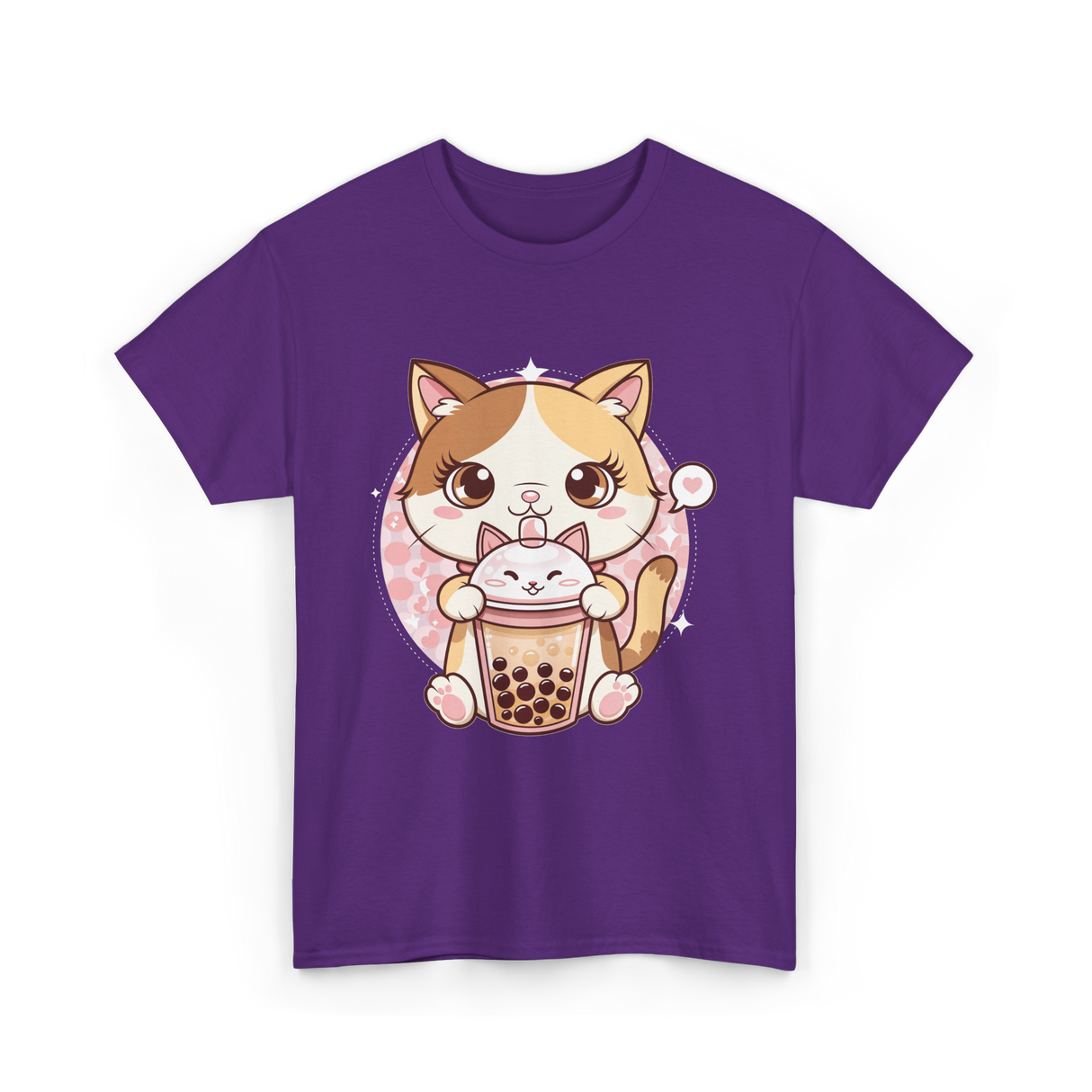 Cute Cat Bubble Tea Cat Kawaii T-Shirt - Purple