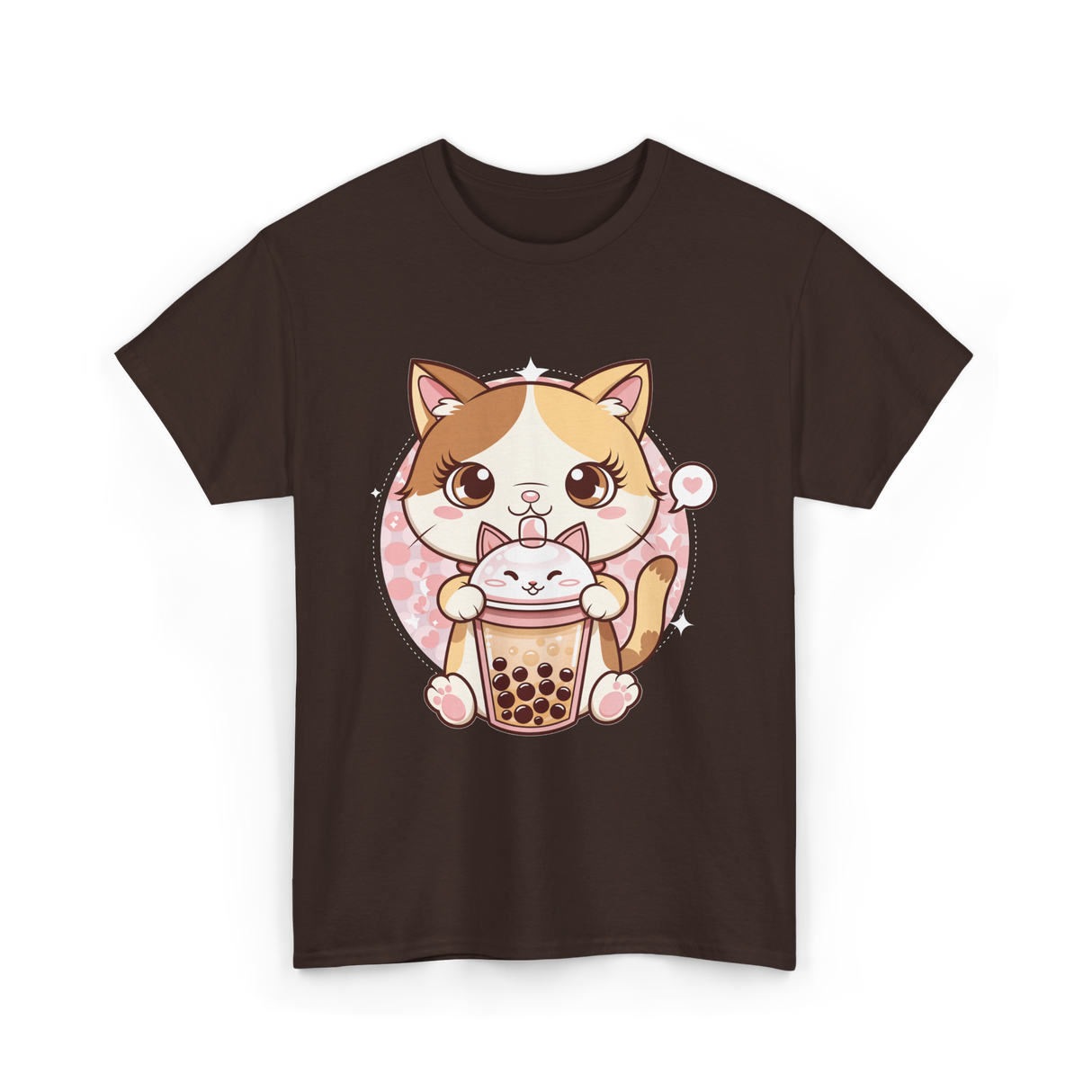 Cute Cat Bubble Tea Cat Kawaii T-Shirt - Dark Chocolate