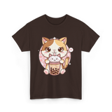 Cute Cat Bubble Tea Cat Kawaii T-Shirt - Dark Chocolate