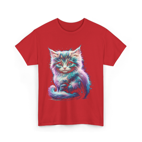 Cute Cat Galaxy Cat T-Shirt - Red