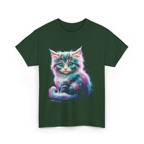 Cute Cat Galaxy Cat T-Shirt - Forest Green