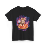 Cute Cat Pizza Space Cat T-Shirt - Black