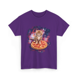 Cute Cat Pizza Space Cat T-Shirt - Purple