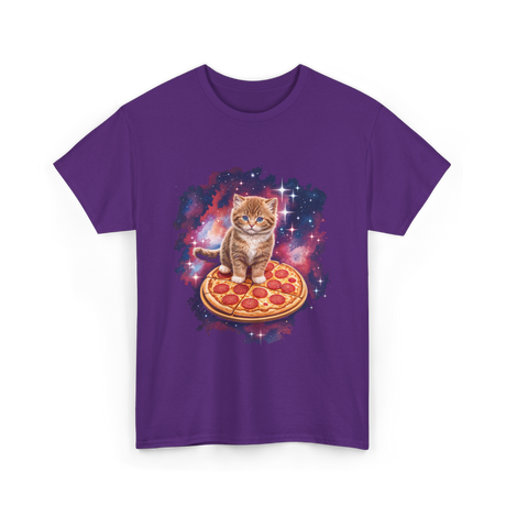 Cute Cat Pizza Space Cat T-Shirt - Purple