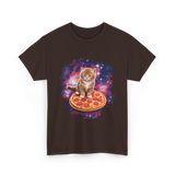 Cute Cat Pizza Space Cat T-Shirt - Dark Chocolate