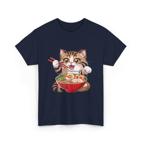 Cute Cat Ramen Anime Cat T-Shirt - Navy