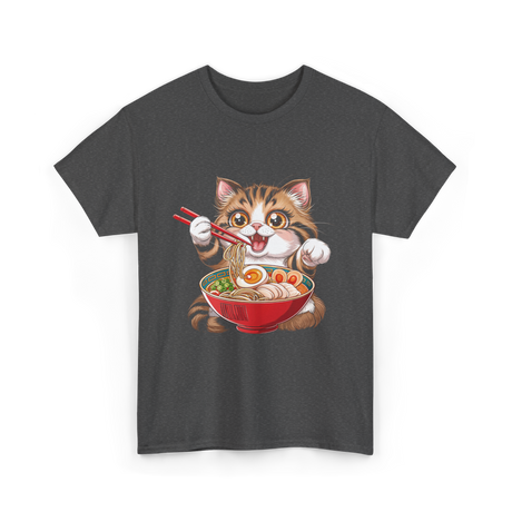 Cute Cat Ramen Anime Cat T-Shirt - Dark Heather