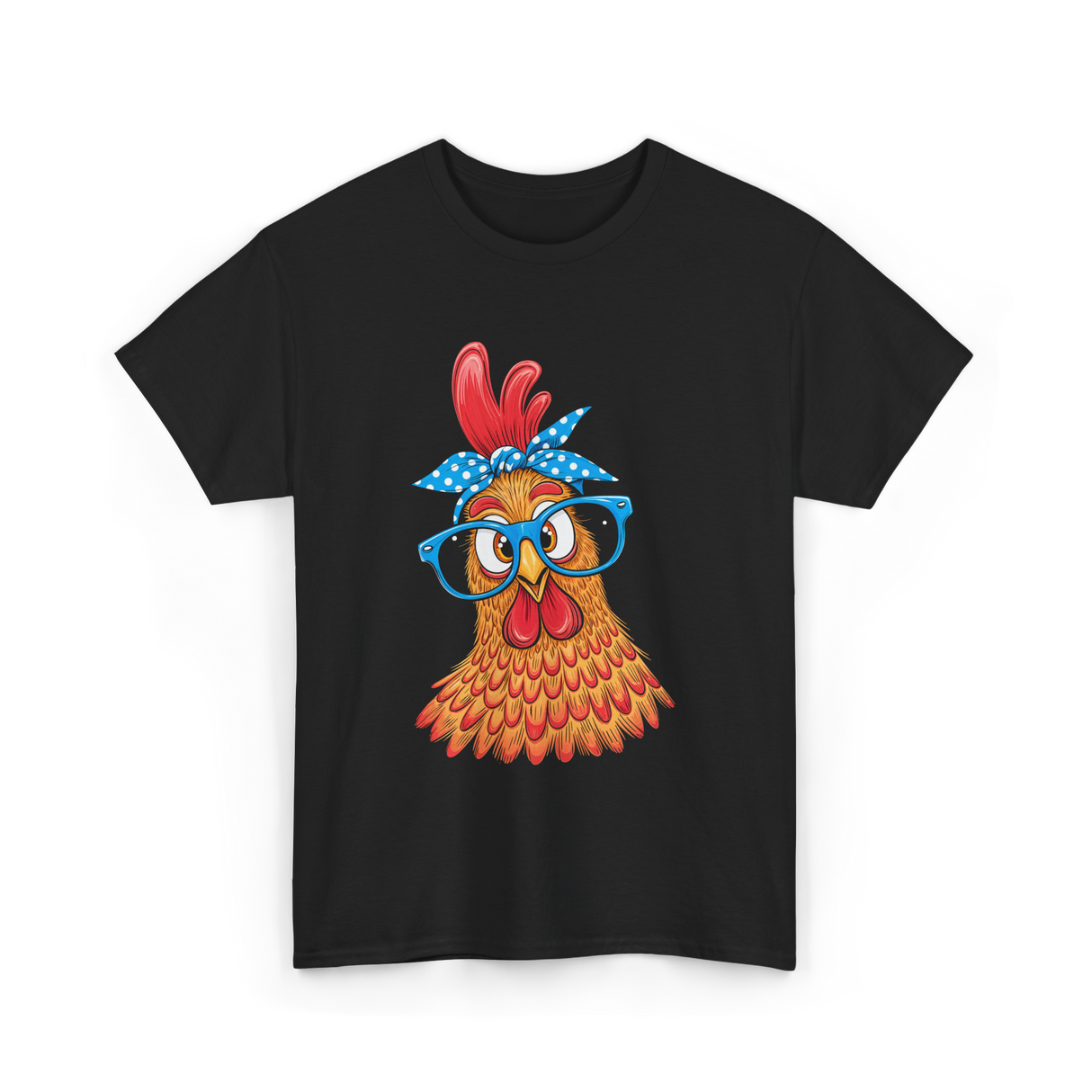 Cute Chicken with Glasses Chicken T-Shirt - Black