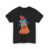 Cute Chicken with Glasses Chicken T-Shirt - Black