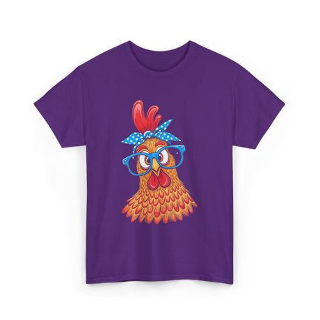 Cute Chicken with Glasses Chicken T-Shirt - Purple