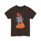 Cute Chicken with Glasses Chicken T-Shirt - Dark Chocolate