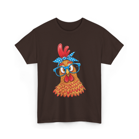 Cute Chicken with Glasses Chicken T-Shirt - Dark Chocolate