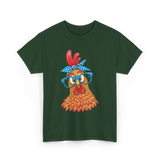 Cute Chicken with Glasses Chicken T-Shirt - Forest Green