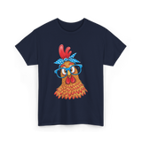 Cute Chicken with Glasses Chicken T-Shirt - Navy