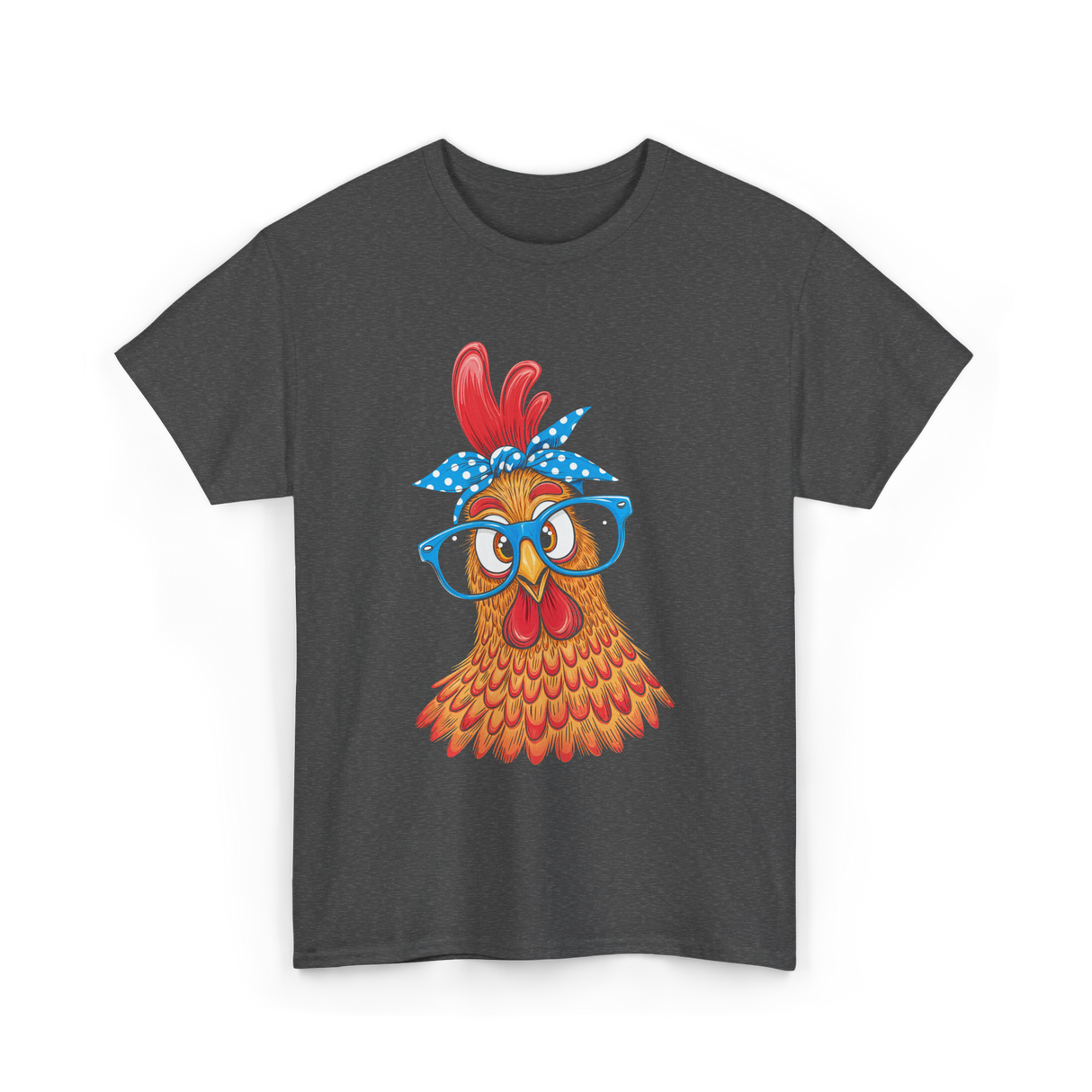 Cute Chicken with Glasses Chicken T-Shirt - Dark Heather