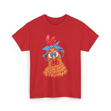 Cute Chicken with Glasses Chicken T-Shirt - Red