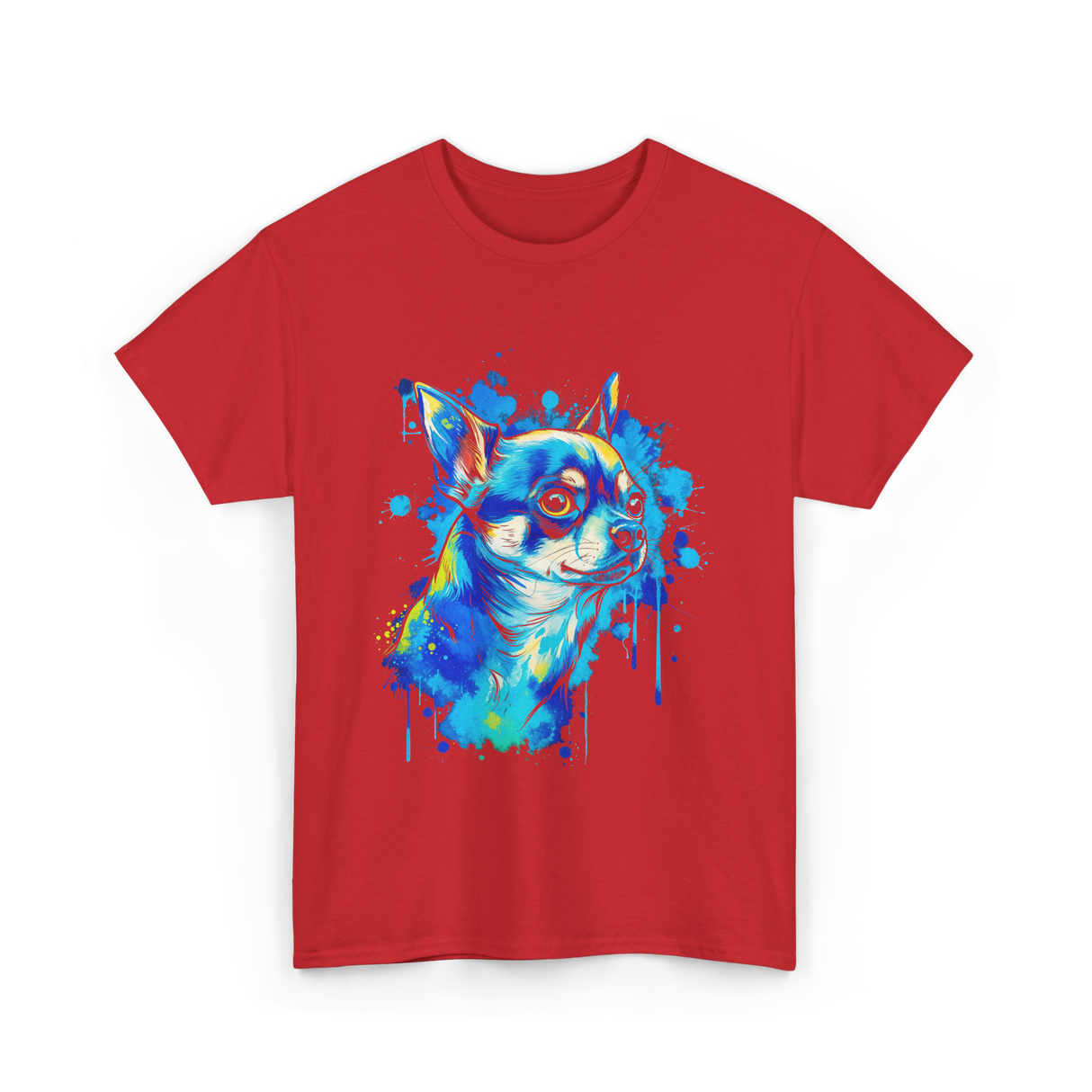 Cute Chihuahua Watercolor Dog T-Shirt - Red