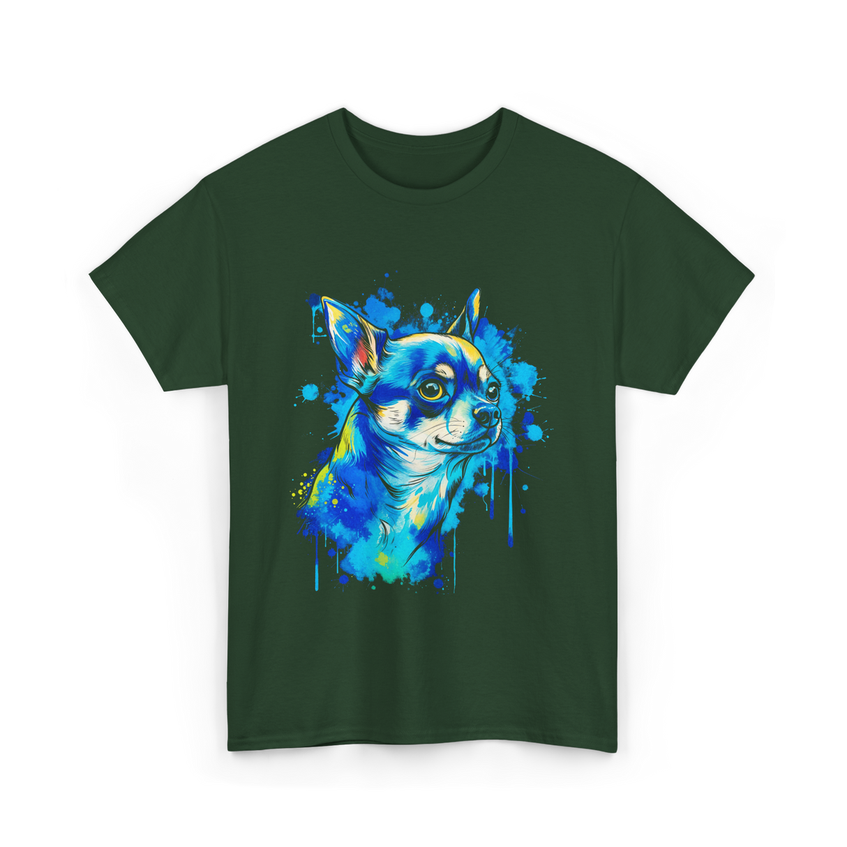 Cute Chihuahua Watercolor Dog T-Shirt - Forest Green