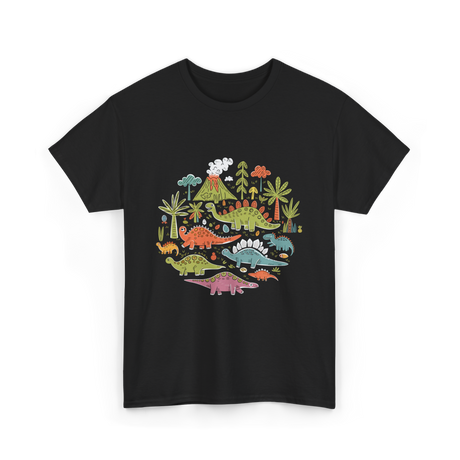 Cute Dinosaurs Dino Collection T-Shirt - Black