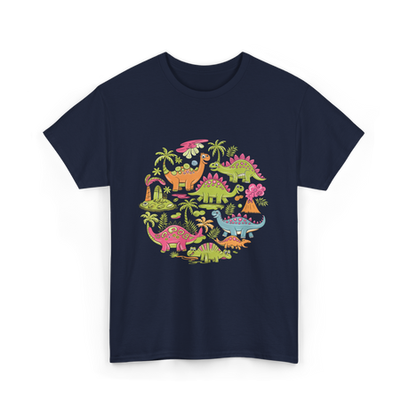 Cute Dinosaurs Dino Collection T-Shirt - Navy