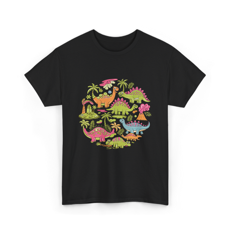 Cute Dinosaurs Dino Collection T-Shirt - Black