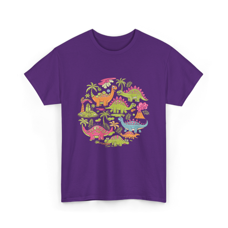 Cute Dinosaurs Dino Collection T-Shirt - Purple