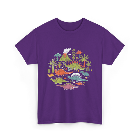 Cute Dinosaurs Dino Collection T-Shirt - Purple