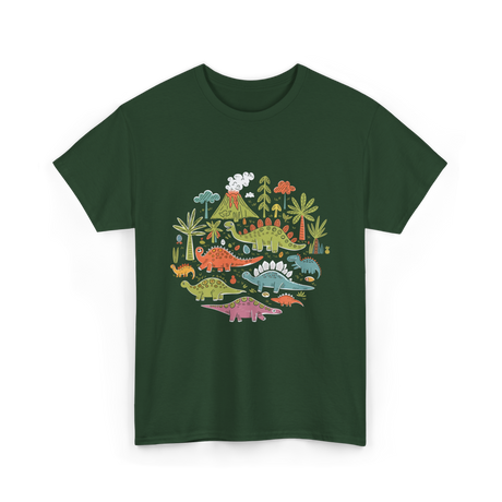 Cute Dinosaurs Dino Collection T-Shirt - Forest Green