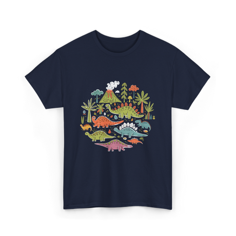 Cute Dinosaurs Dino Collection T-Shirt - Navy