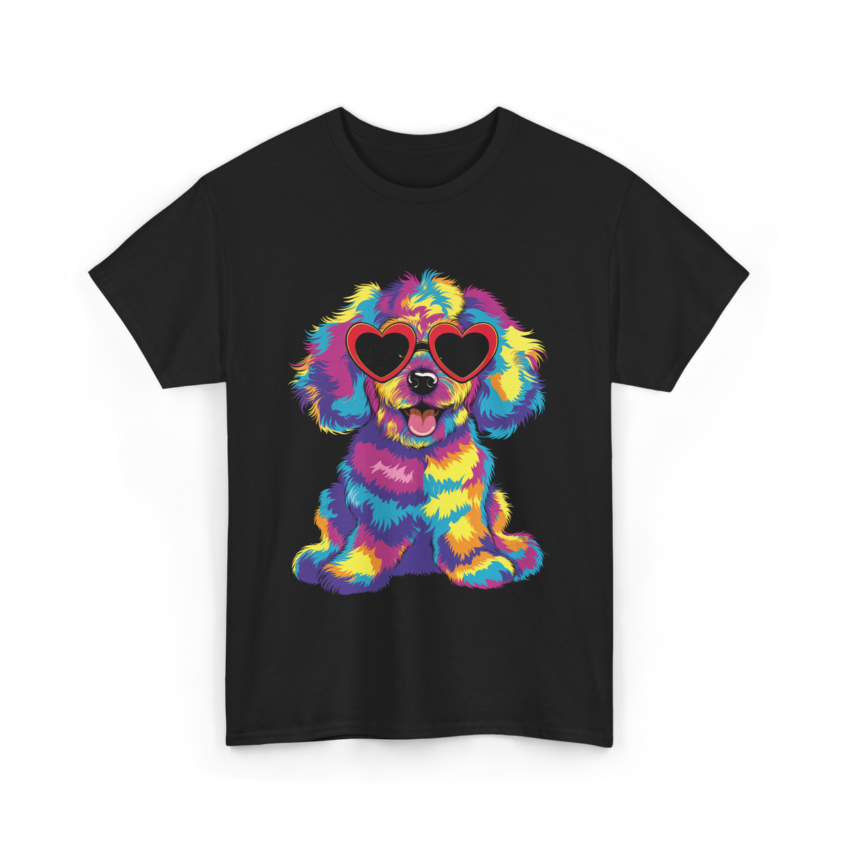 Cute Dog Wearing Glasses Dog T-Shirt - Black