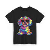 Cute Dog Wearing Glasses Dog T-Shirt - Black