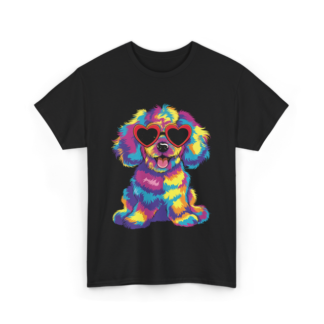 Cute Dog Wearing Glasses Dog T-Shirt - Black