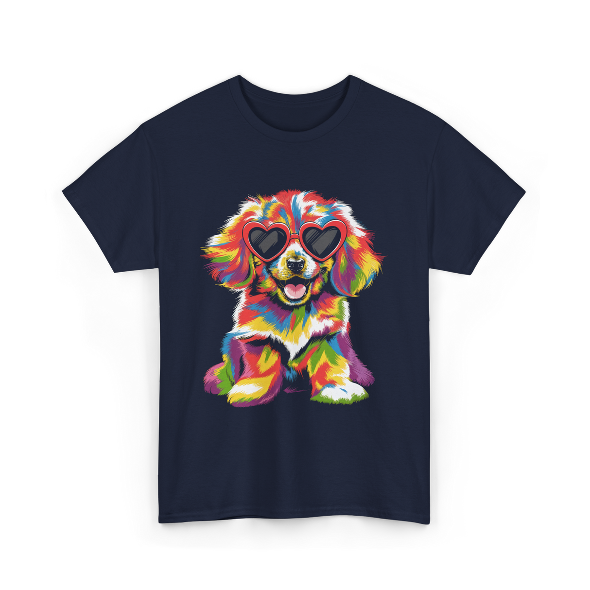 Cute Dog Wearing Glasses Dog T-Shirt - Navy