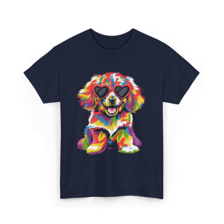 Cute Dog Wearing Glasses Dog T-Shirt - Navy